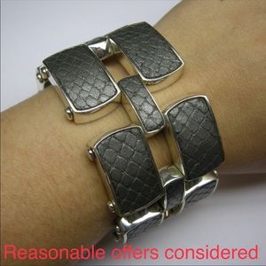 RARE! Henri Bendel Leather & Silver Bracelet